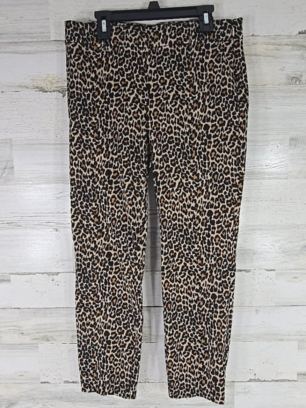 J. CREW Winnie Pant WOMEN'S SIZE 4 Leopard Animal Print Slim Stretch Side Zip...